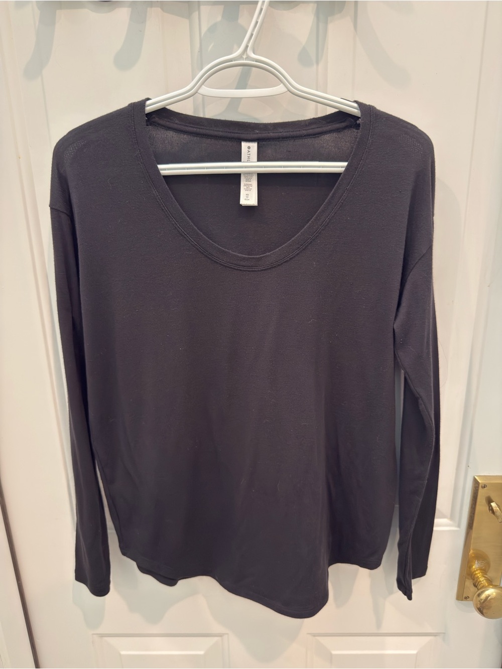 Women's Athleta Black Long-Sleeve Scoop Neck Top